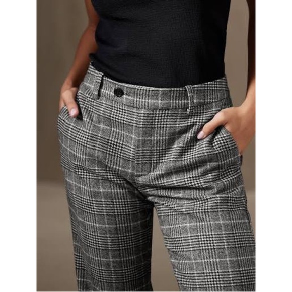 Banana Republic Pants - Banana Republic Black Brooke Plaid Pants Trousers NWT Size 6 High Rise Straight